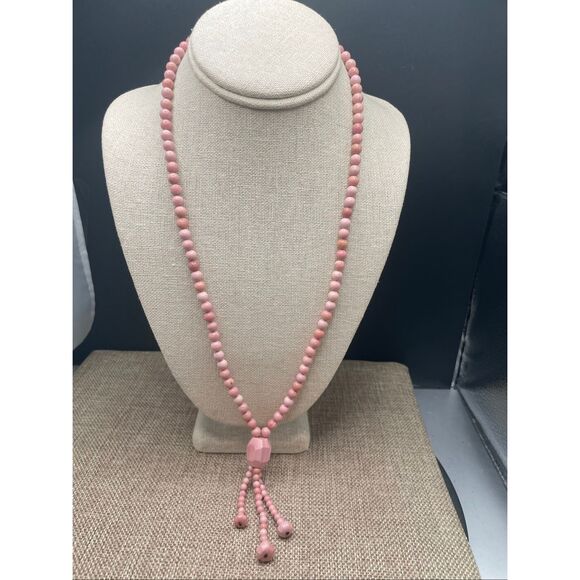 Jay King Pink Beaded Tassel Necklace with Faceted Focal Bead & Silver Hook Clasp - Picture 1 of 7